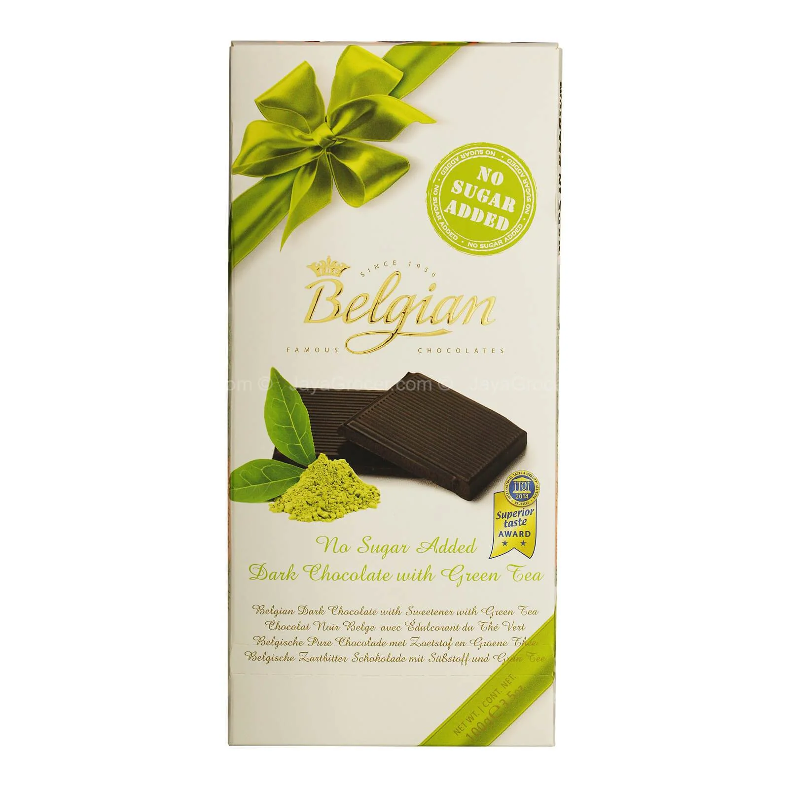 Belgian No Sugar Added Dark Chocolate with Green Tea 100g
