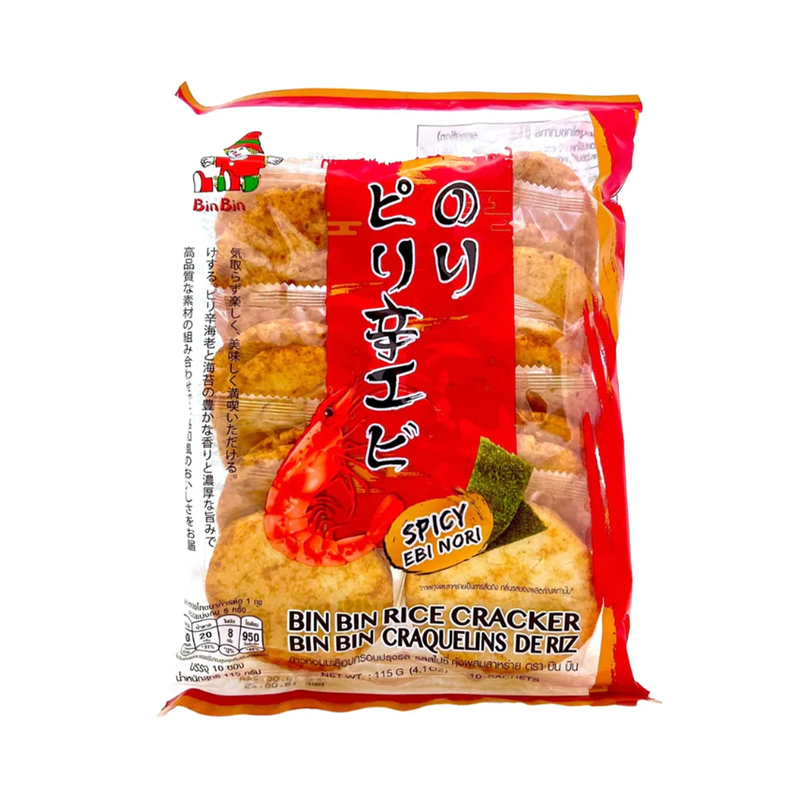 Bin Bin Rice Cracker Spicy Ebi Nori 115g