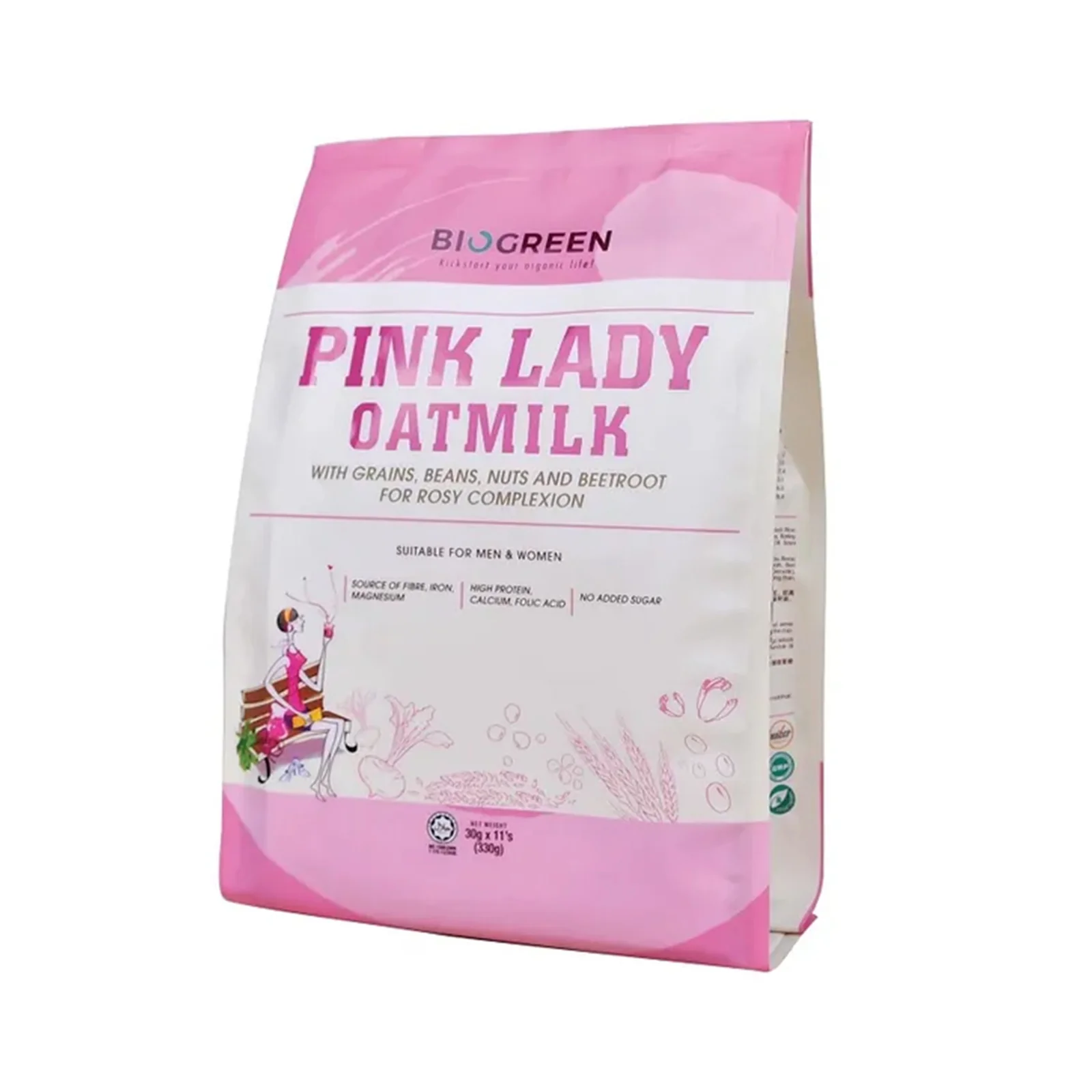 Biogreen Pink Lady Oatmilk (Sachet) 30g x 11 - Image 2