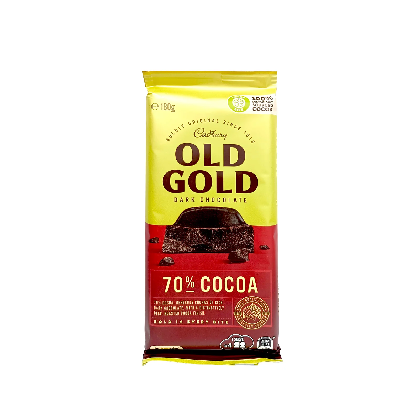 Cadbury Old Gold 70% Dark Chocolate Bar 180g - Image 2