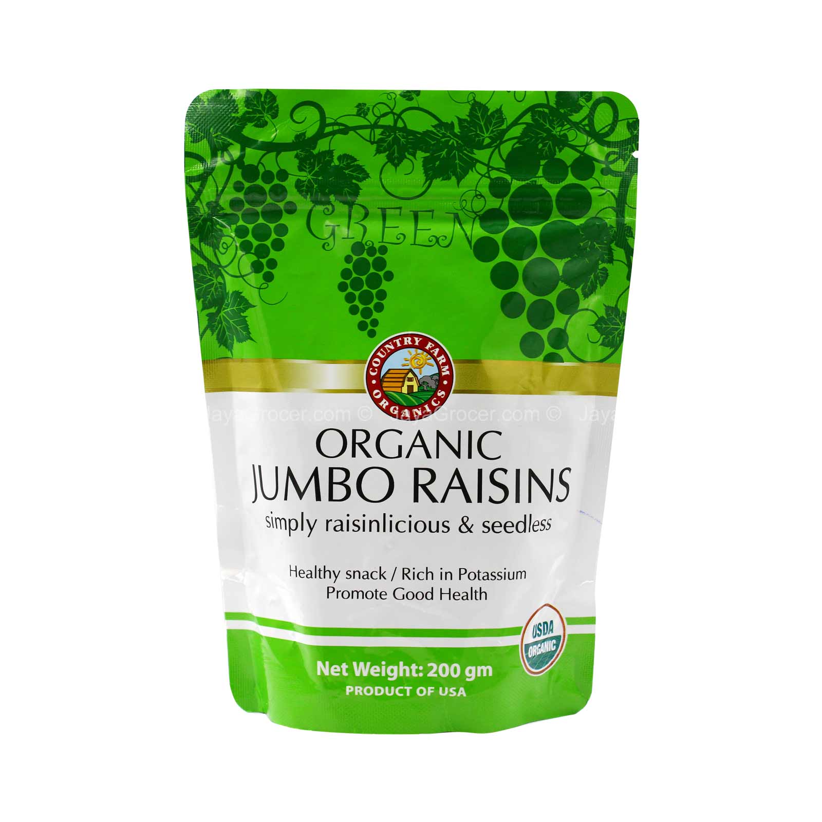 Country Farm Organic Green Raisin Pouch 200g - Image 2