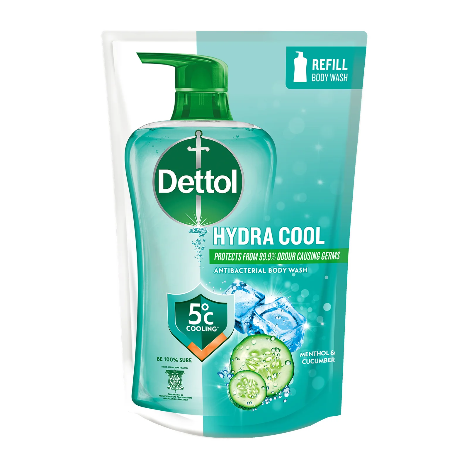 Dettol Shower Gel Hydra Cool Pouch 800g - Image 2