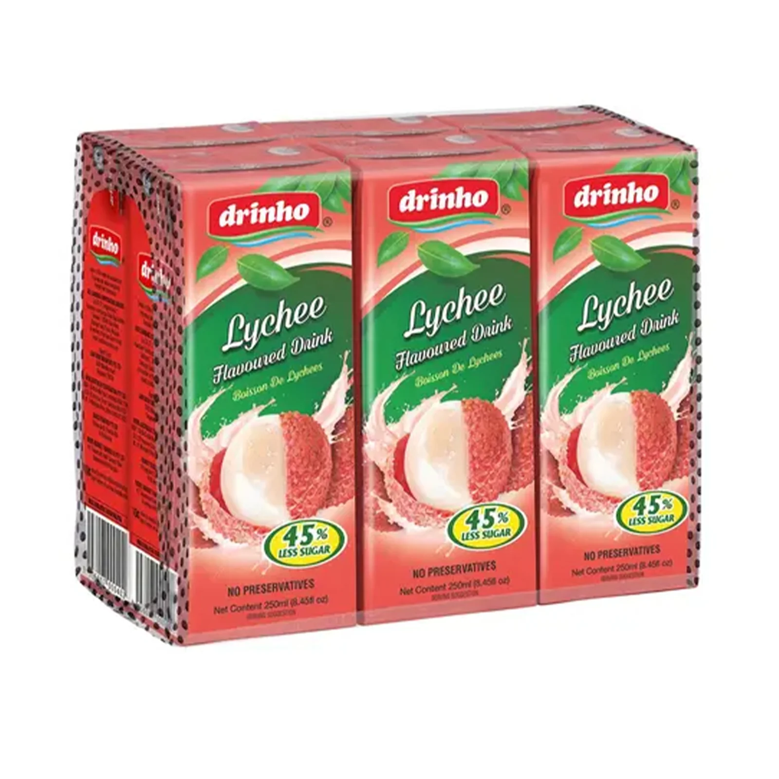 Drinho Lychee Flavoured Drink 250ml x 6 - Image 2
