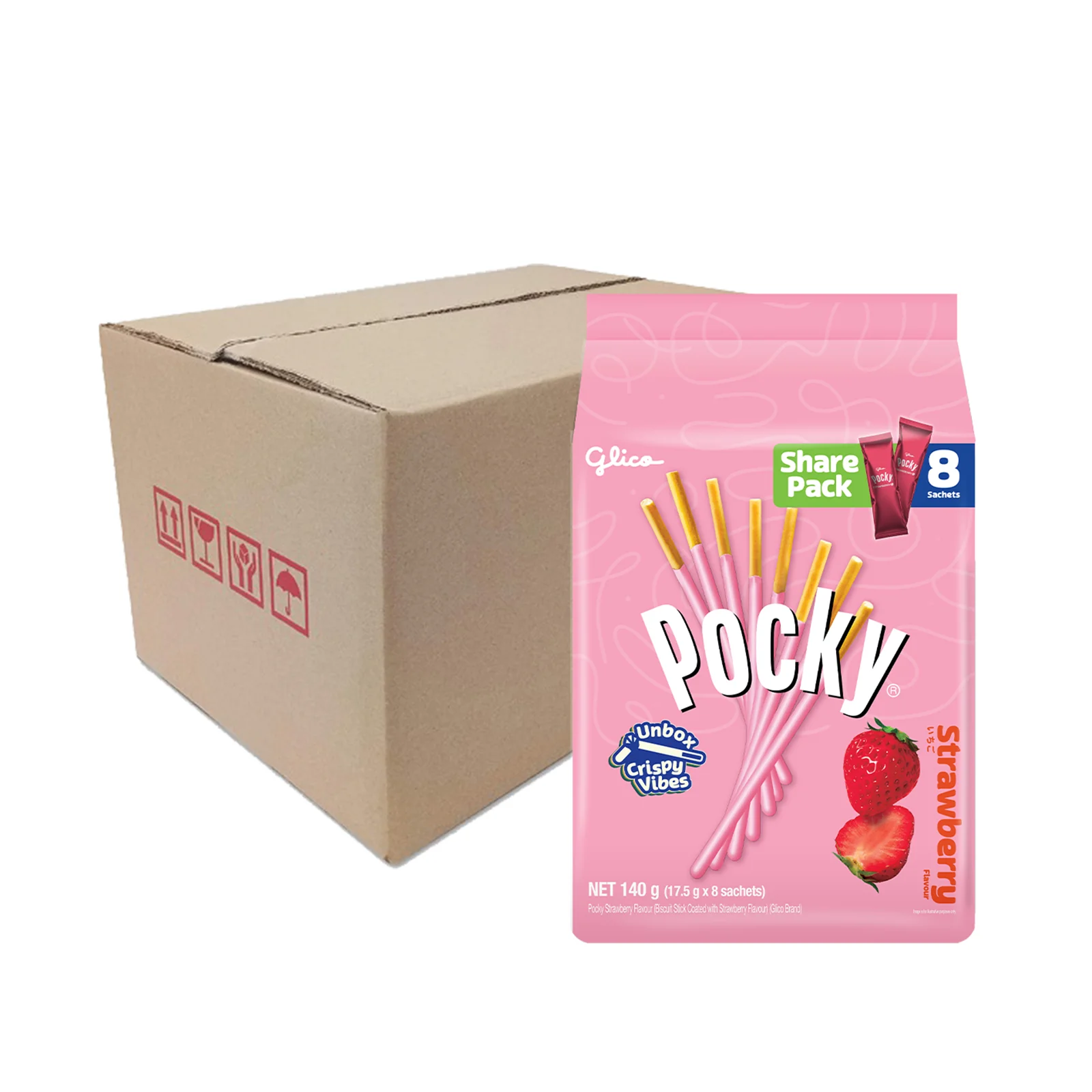 Glico Pocky Biscuit Stick Family Pack Strawberry Flavour 21g x 8 - Image 2