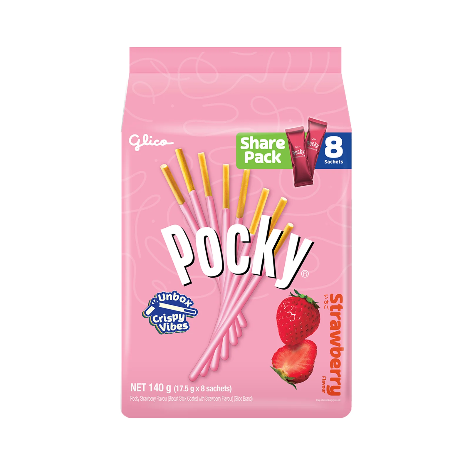 Glico Pocky Biscuit Stick Family Pack Strawberry Flavour 21g x 8 - Image 3
