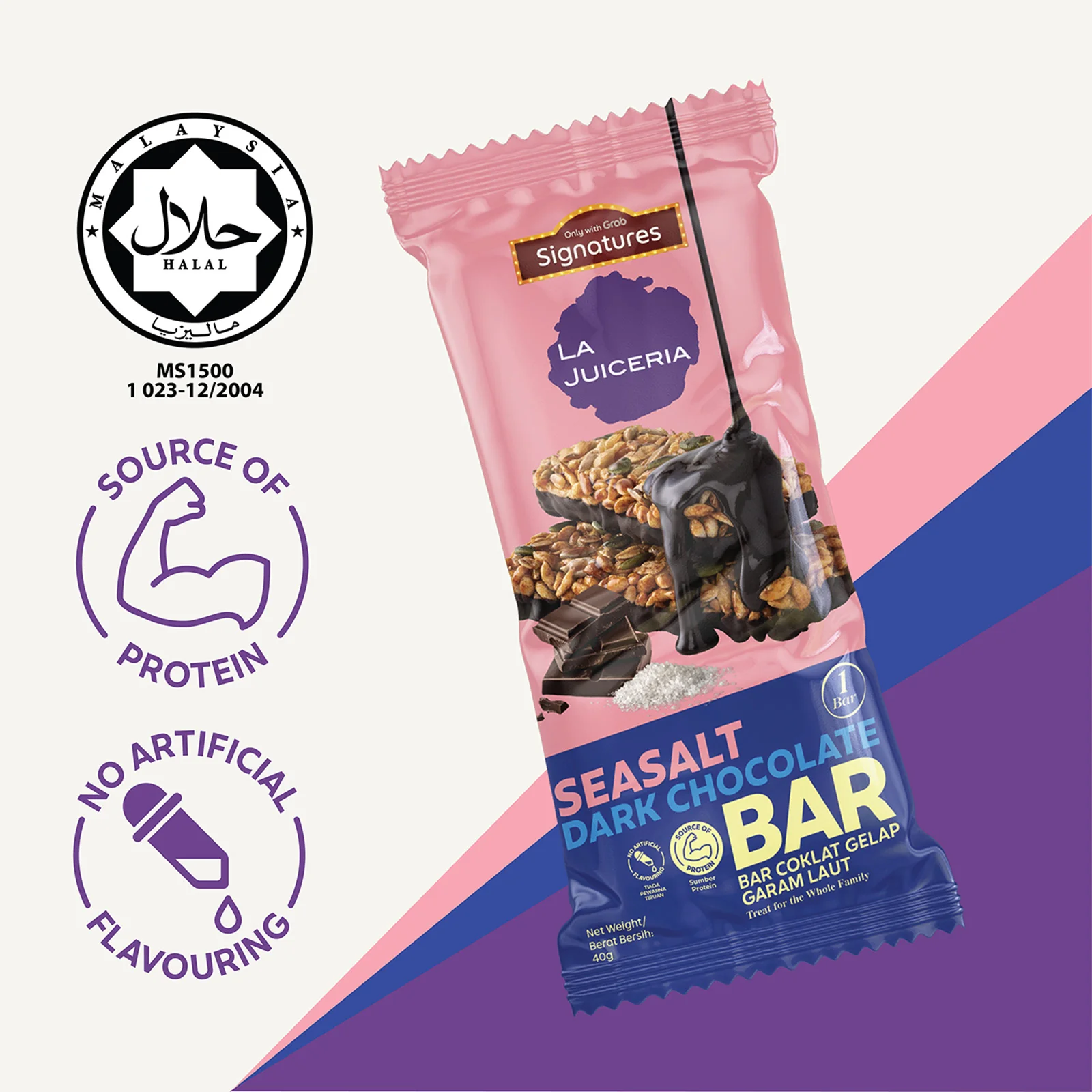 Grab Signatures La Juiceria Sea Salt Dark Chocolate Bar 40g - Image 3