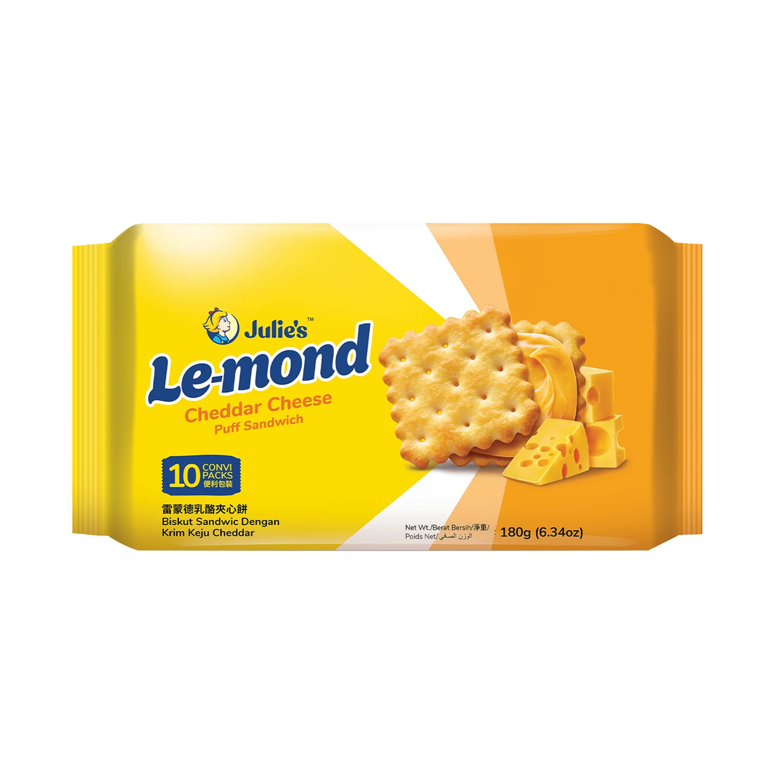 Julie's Le-Mond Puff Cheddar Cheese Sandwich Biscuit 180g - Image 2