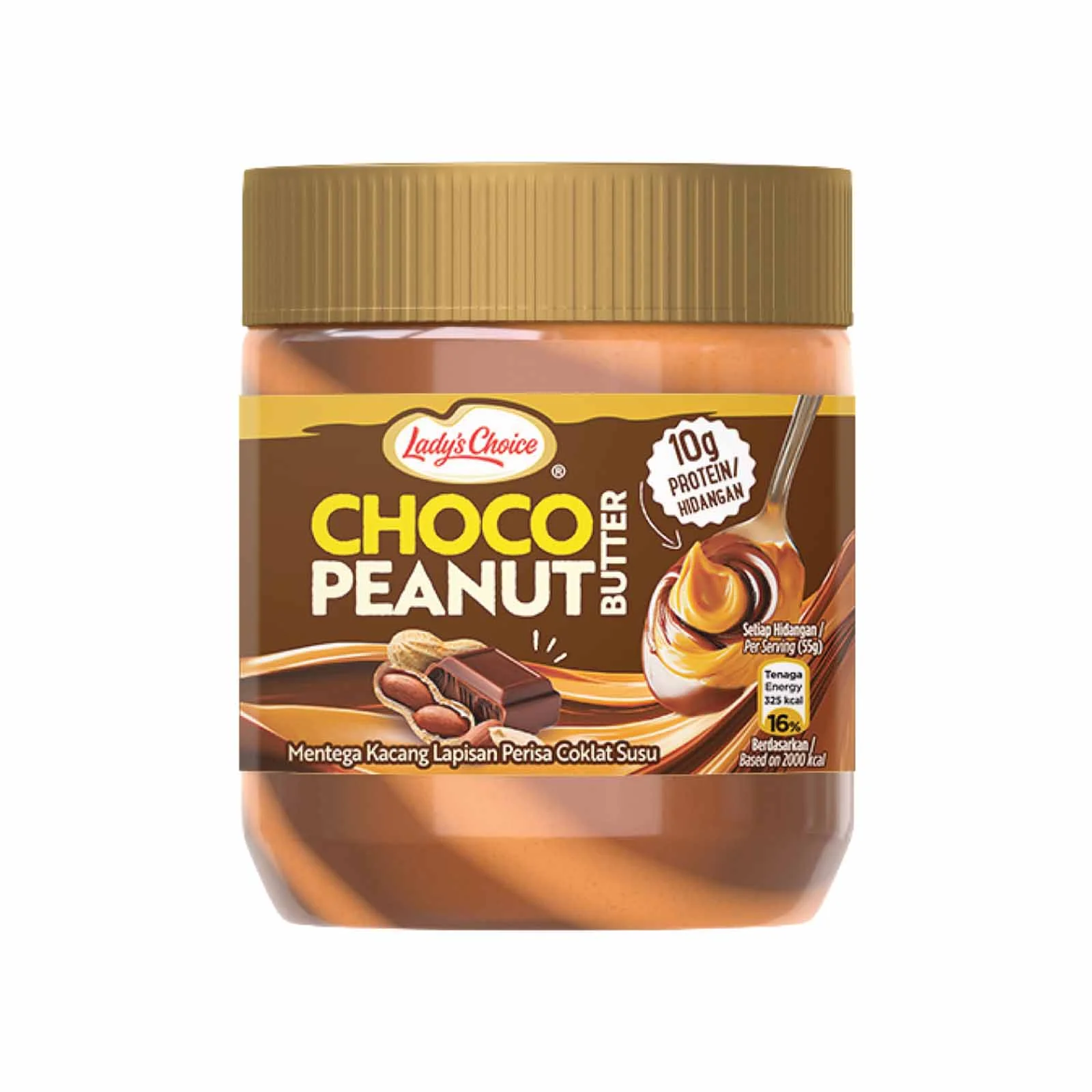 Ladys Choice Chocolate Milk Stripe Peanut Butter 330g - Image 2