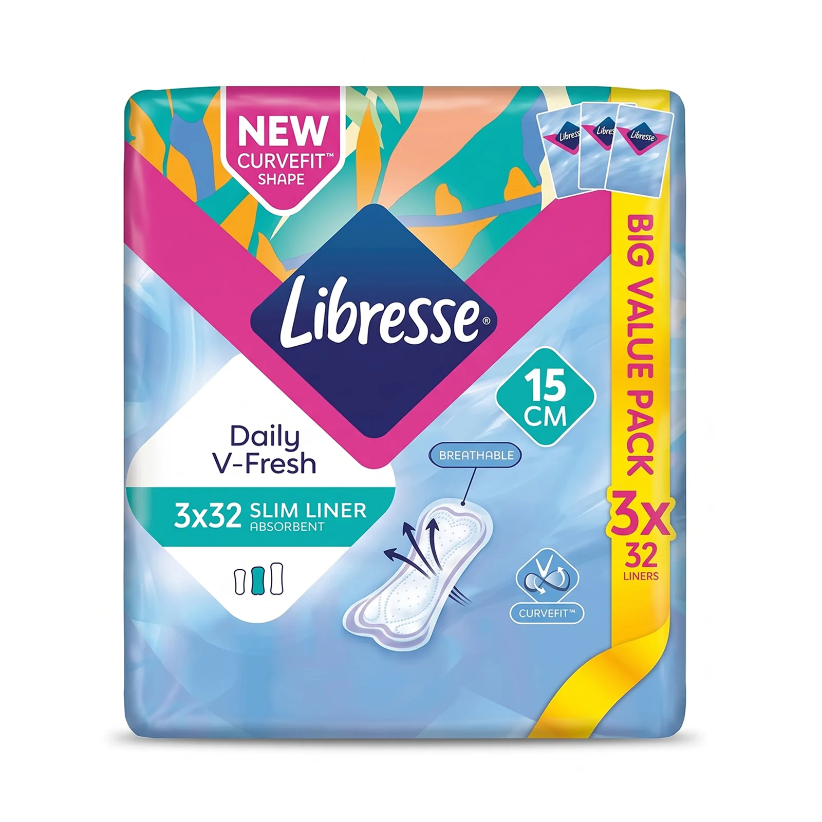Libresse Daily V-Fresh Slim Panty Liners 32pcs x 3 - Image 2