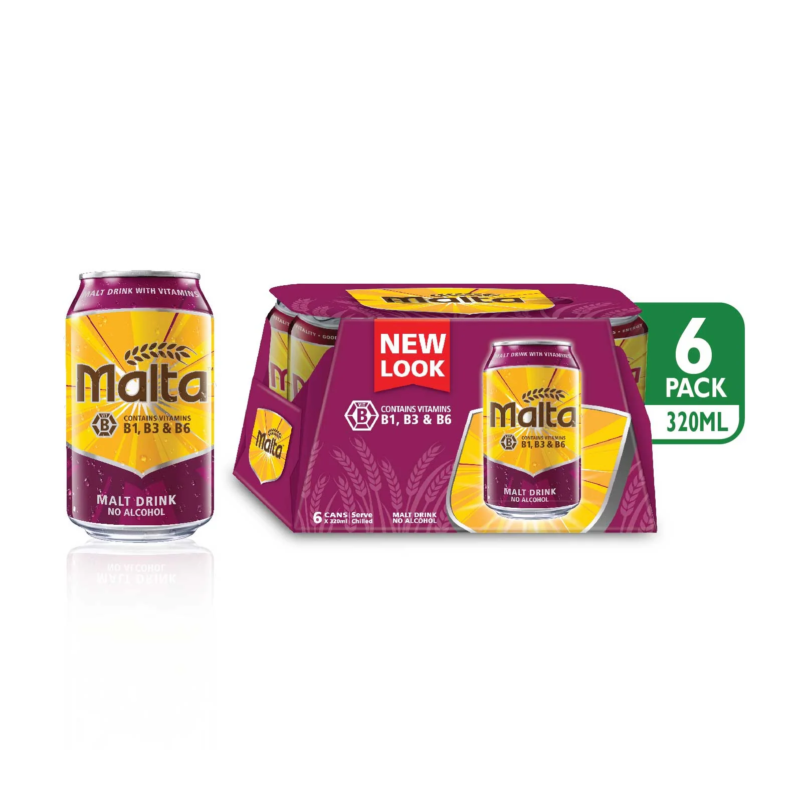 Malta (No Alcohol) Malt Drink (Can) 320ml - Image 2