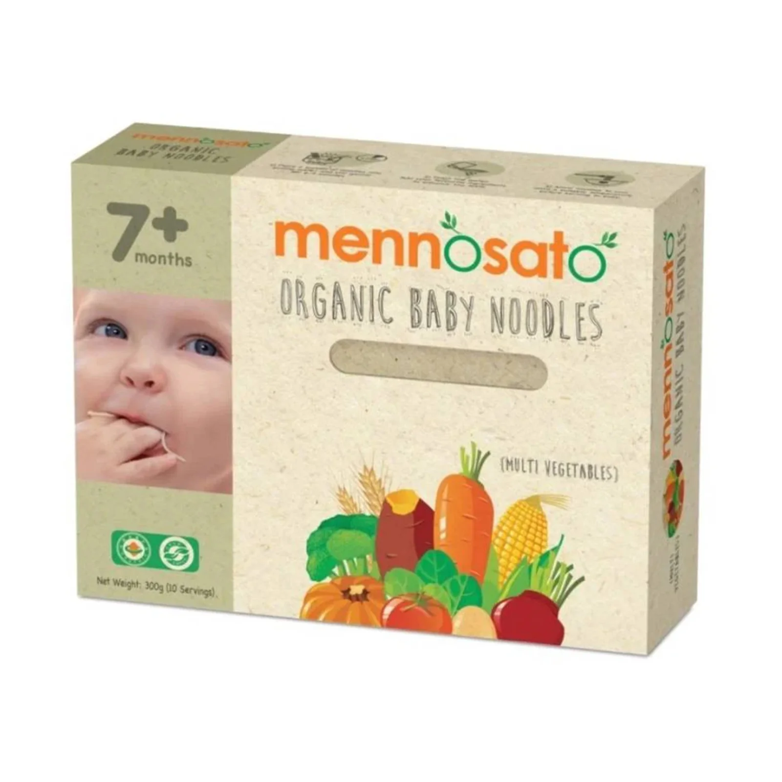 Mennosato Organic Baby Noodles Multi Vegetables Flavor 200g - Image 2