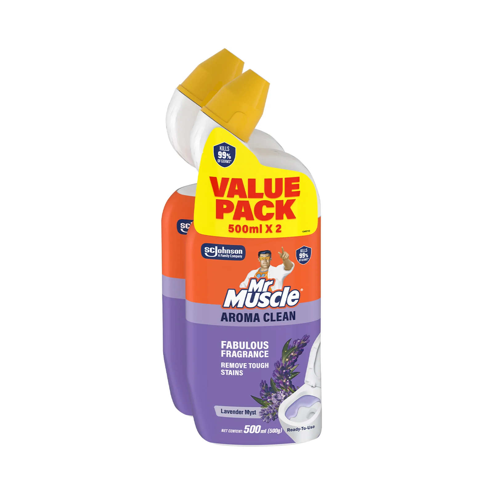 Mr Muscle Advanced Toilet Cleaner Lavender 500ml x 2 - Image 2
