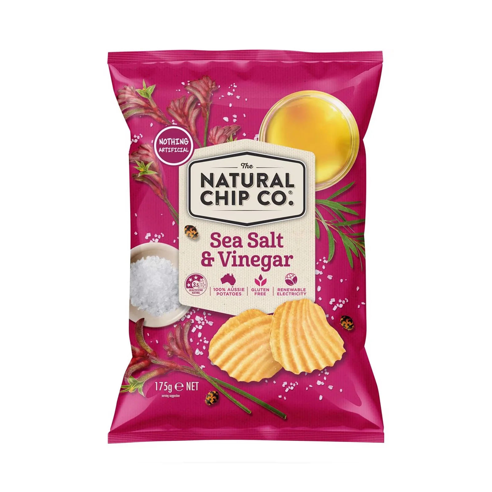 Natural Chip Co Sea Salt and Vinegar Potato Chips 175g - Image 2