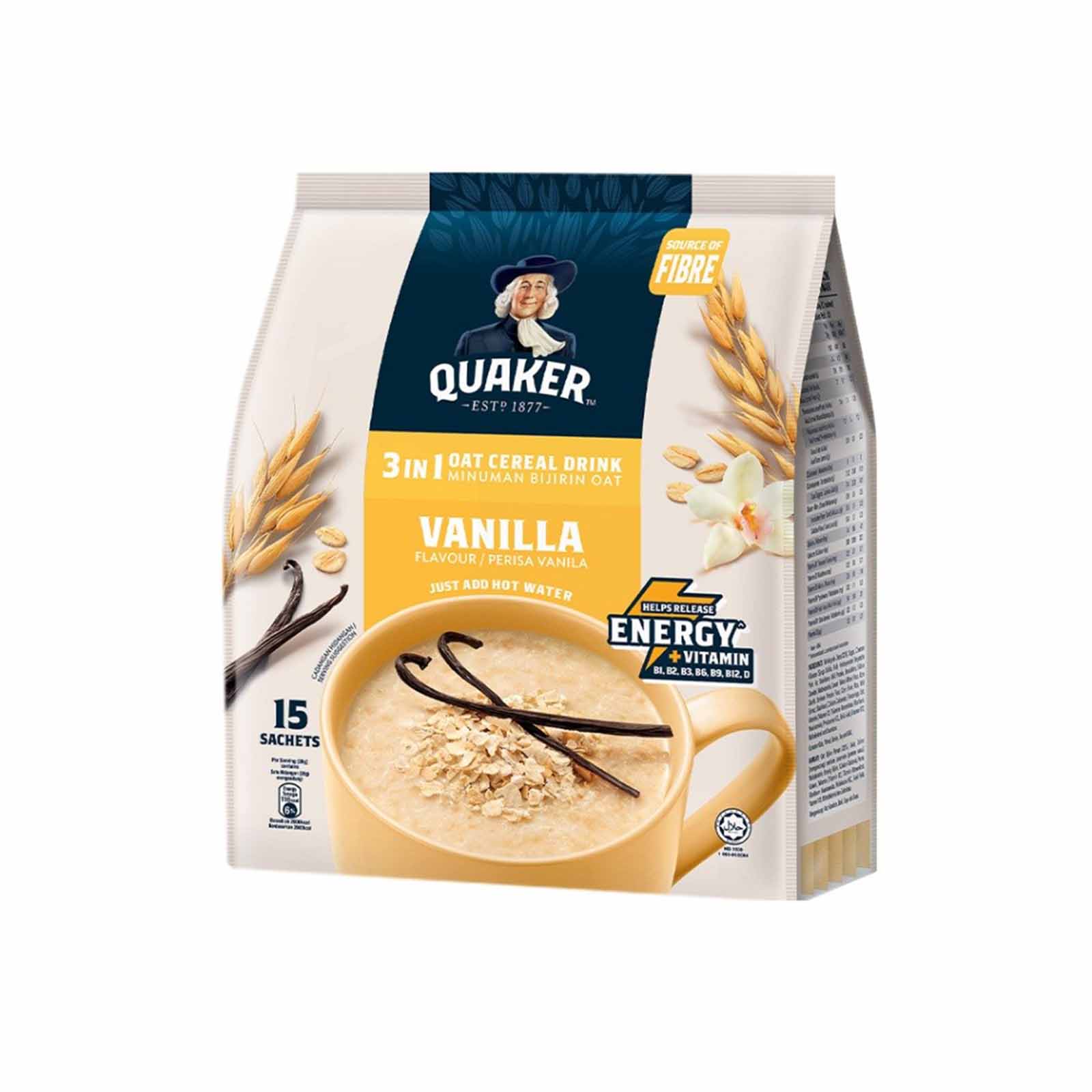 Quaker 3 in 1 Vital Vanilla Cereal Drink 28g x 15 - Image 2