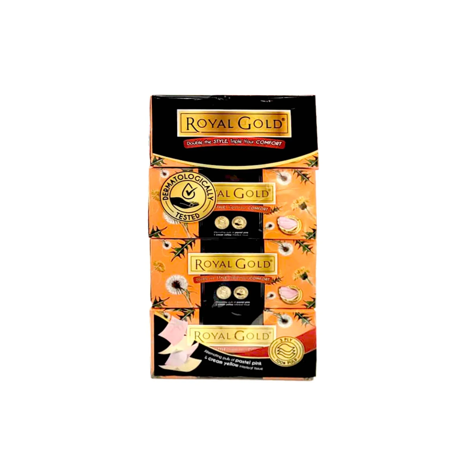 Royal Gold Twin Tone Interleaf Facial Tissue 110pcs/pack - Image 2