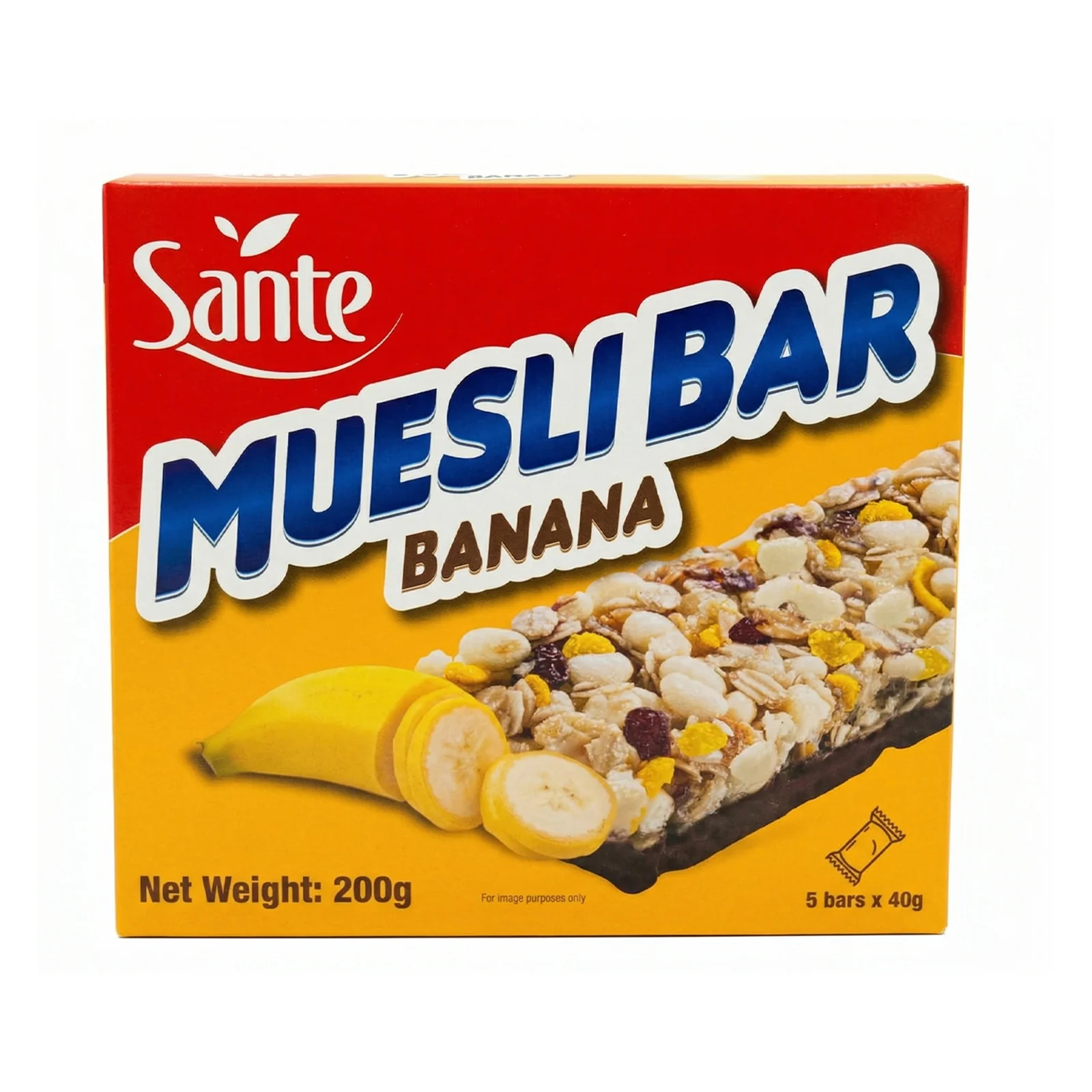 Sante Crunch Banana With Chocolate Musli Bar 40g x 5 - Image 2