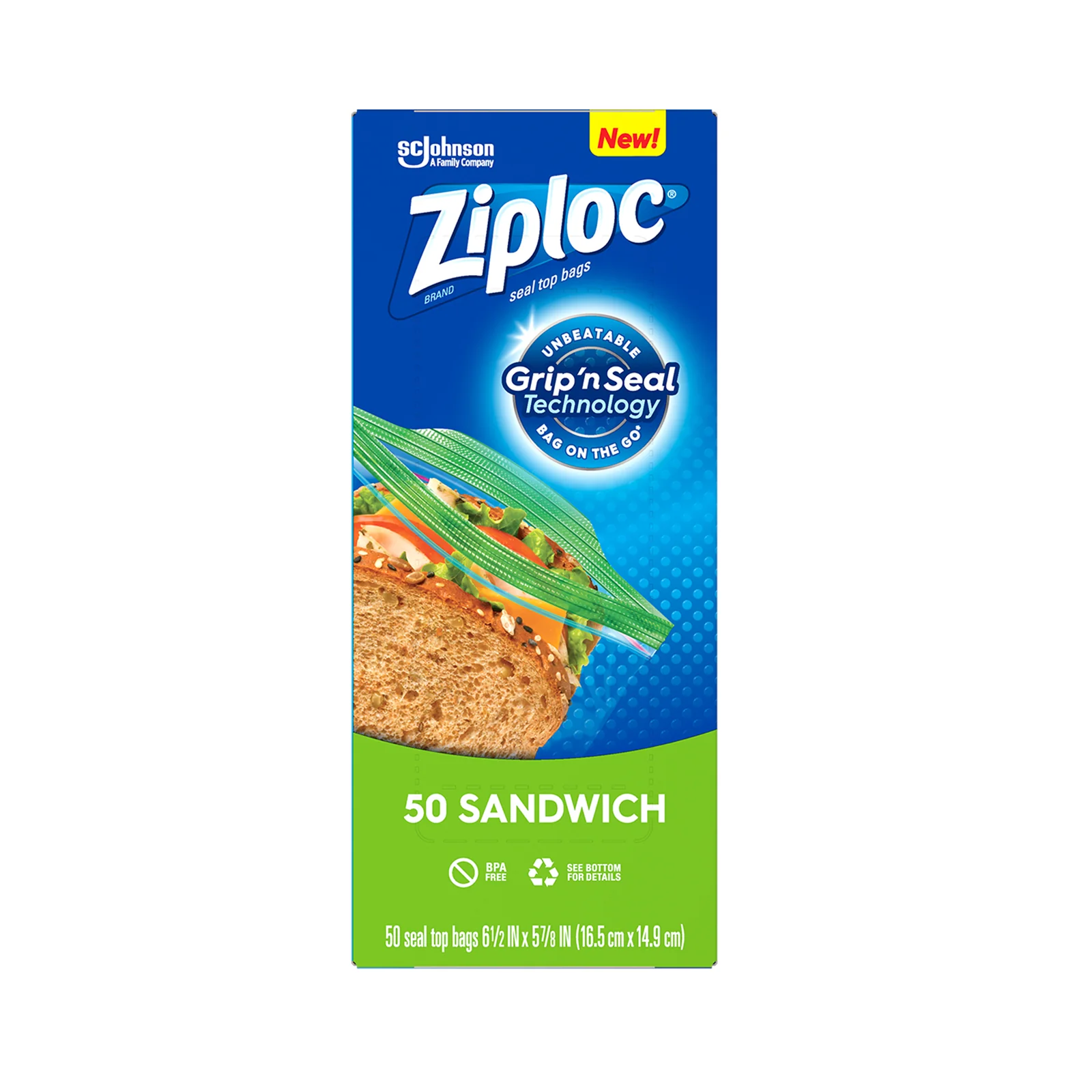 Ziploc Sandwich Bag 16.5 x 14.9cm 50pcs/pack - Image 2