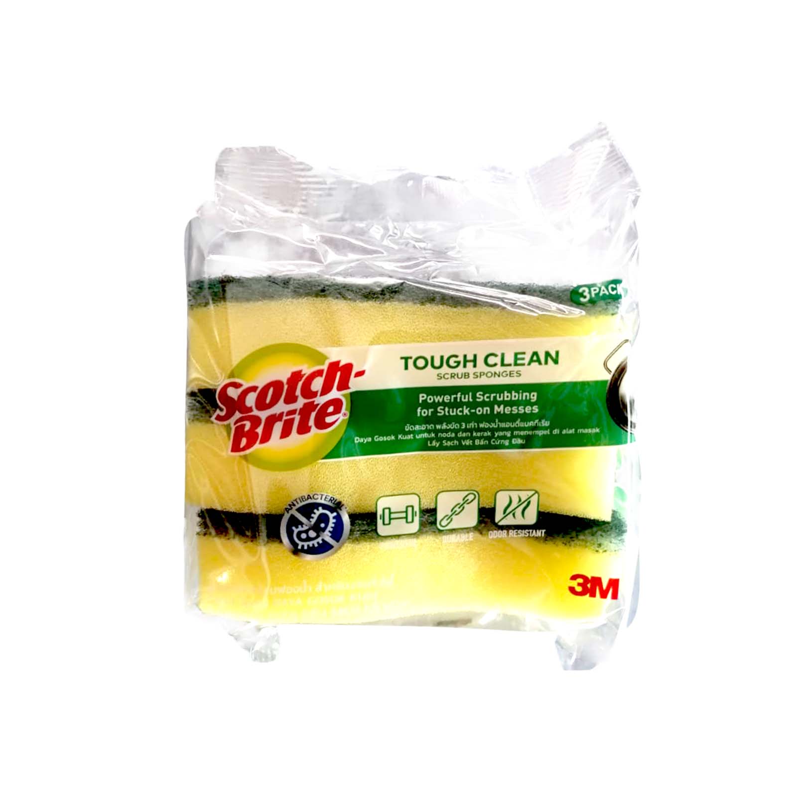 Scotch Brite Tough Clean Scrub Sponge 3pcs/pack - Image 2