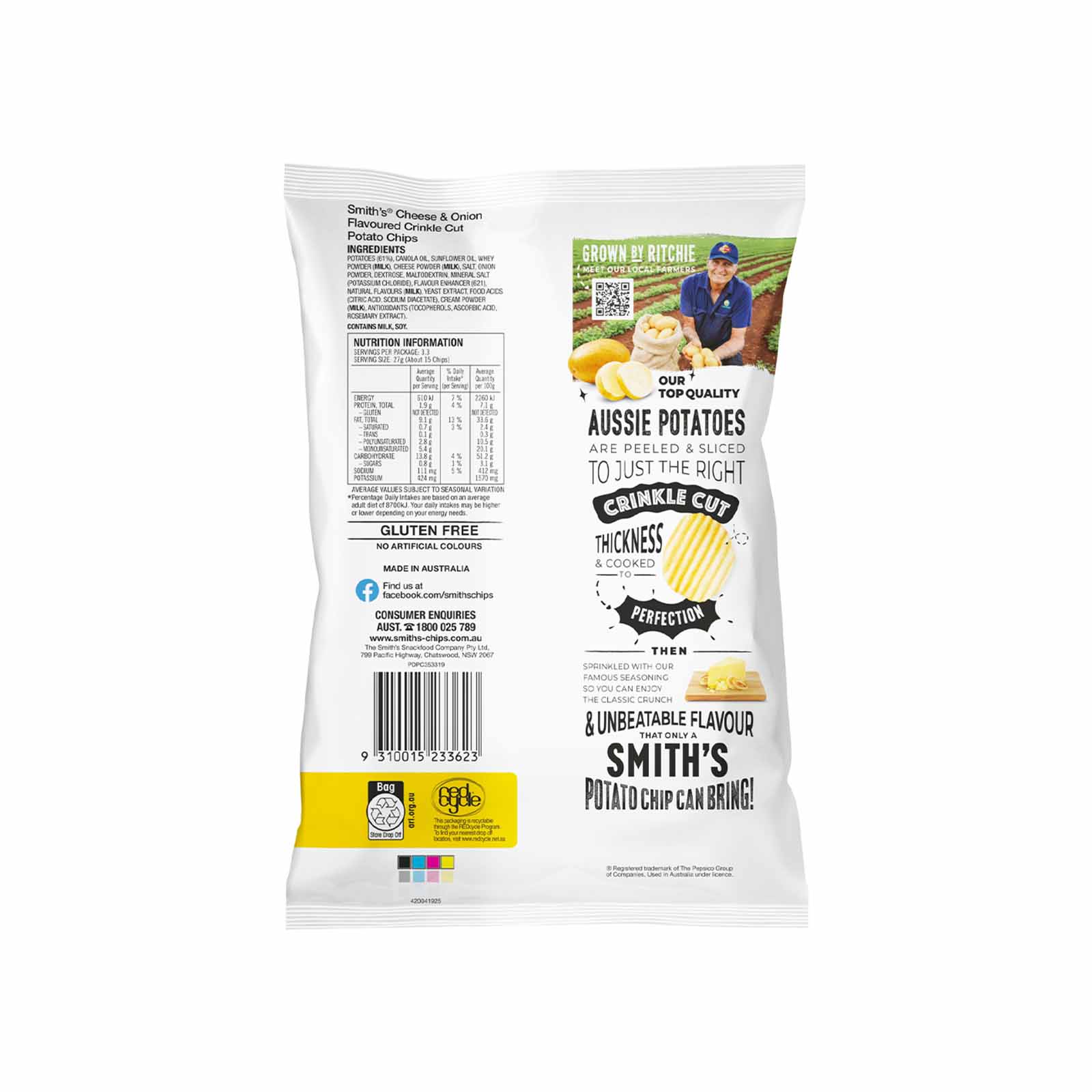 Smiths Cheese and Onion Chips 90g - Image 2