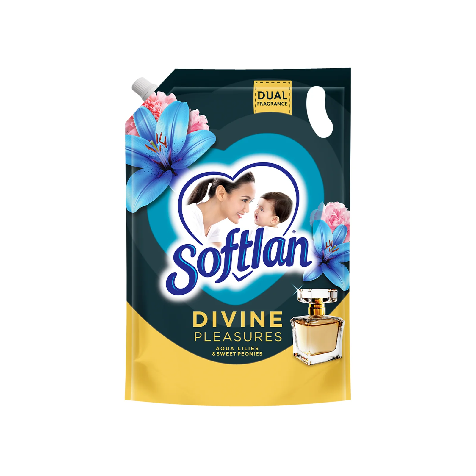 Softlan Divine Pleasures Aqua Lilies & Sweet Peonies Fabric Softener 1.3L - Image 2