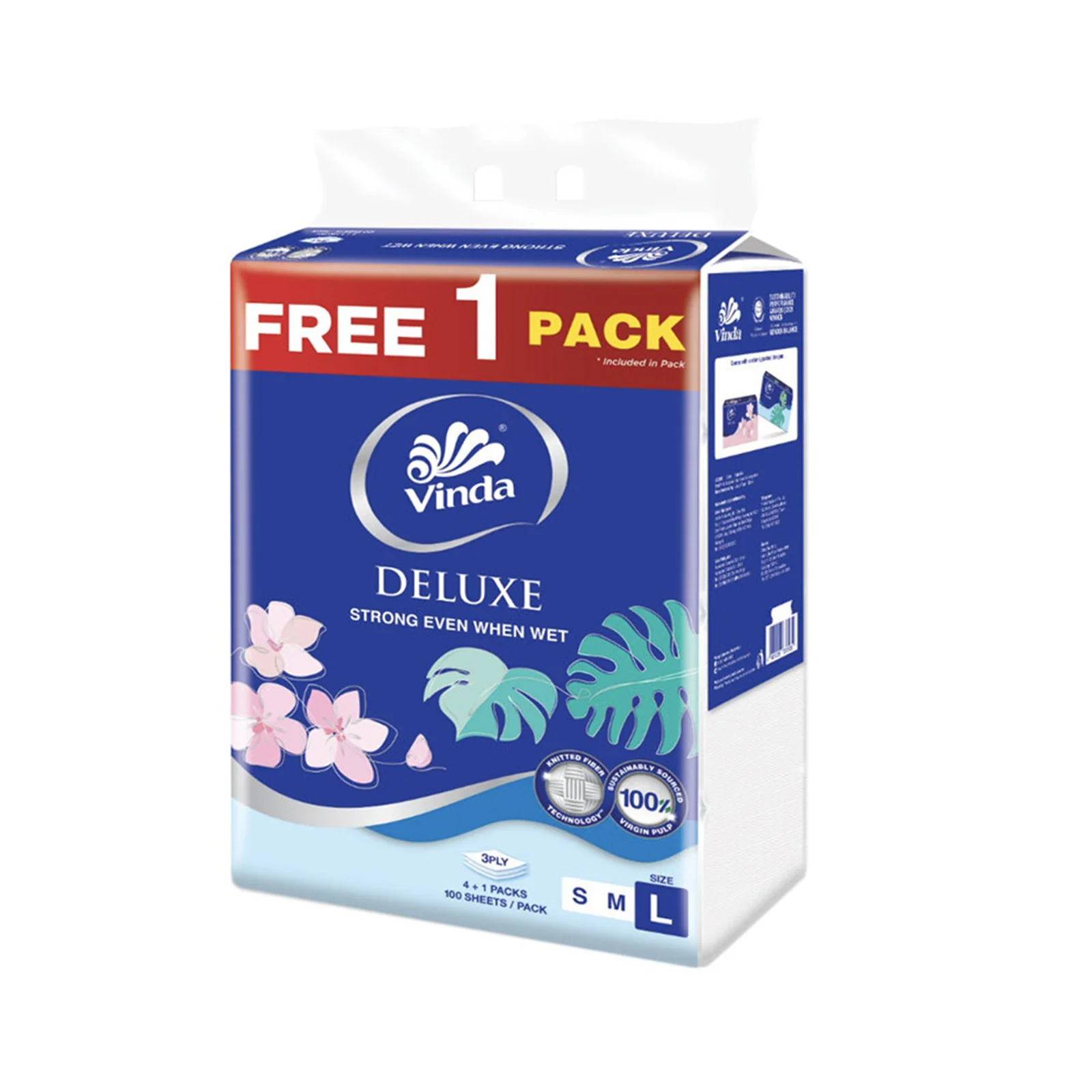 Vinda Delux 3Ply Softpack 100pcs x 4+1 - Image 2