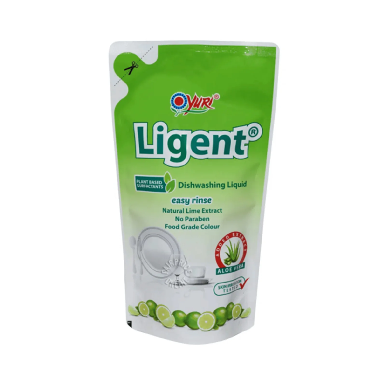 Yuri Ligent Anti-Bacterial Dishwashing Detergent Lime Refill 630ml - Image 2
